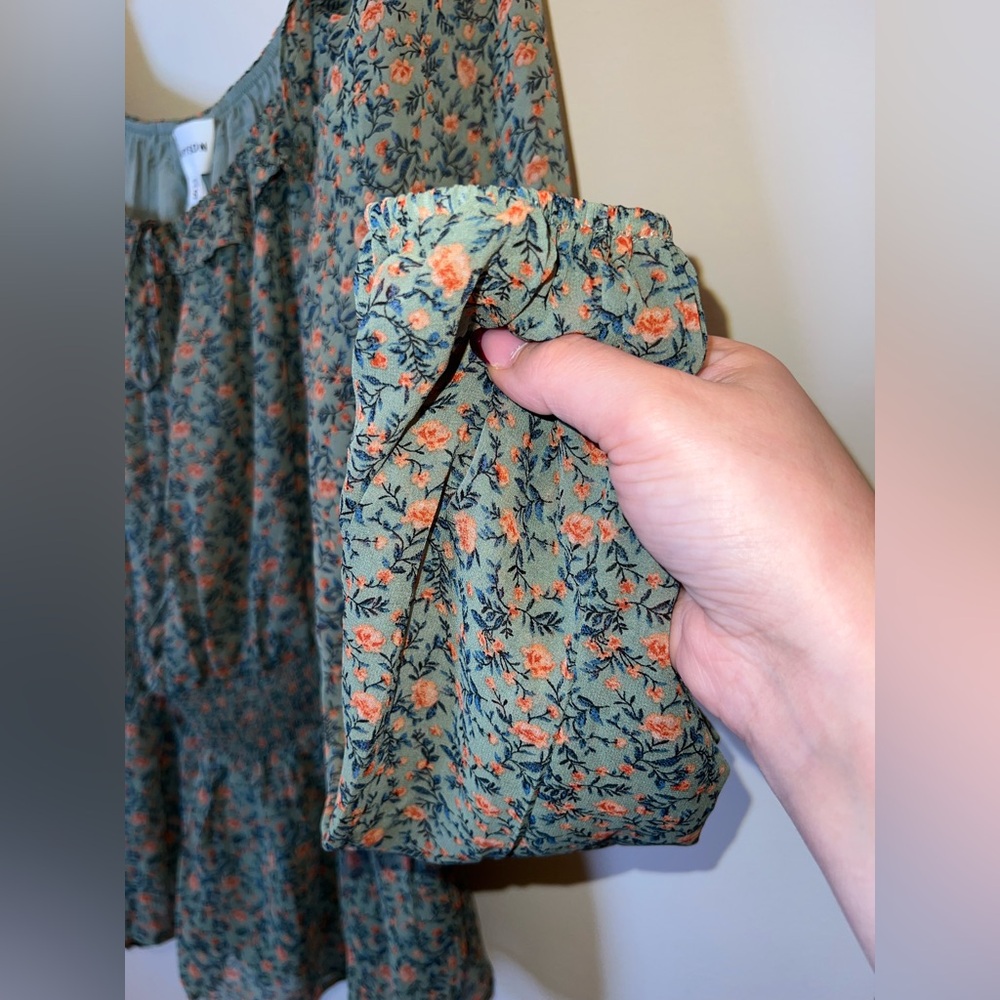 Heyson Floral Smocked Peplum Blouse | Puff Sleeve Boho Top | Size‎ S - Picture 5 of 10